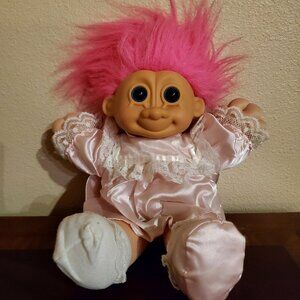 Vintage Russ Berrie Troll Doll Pink Hair